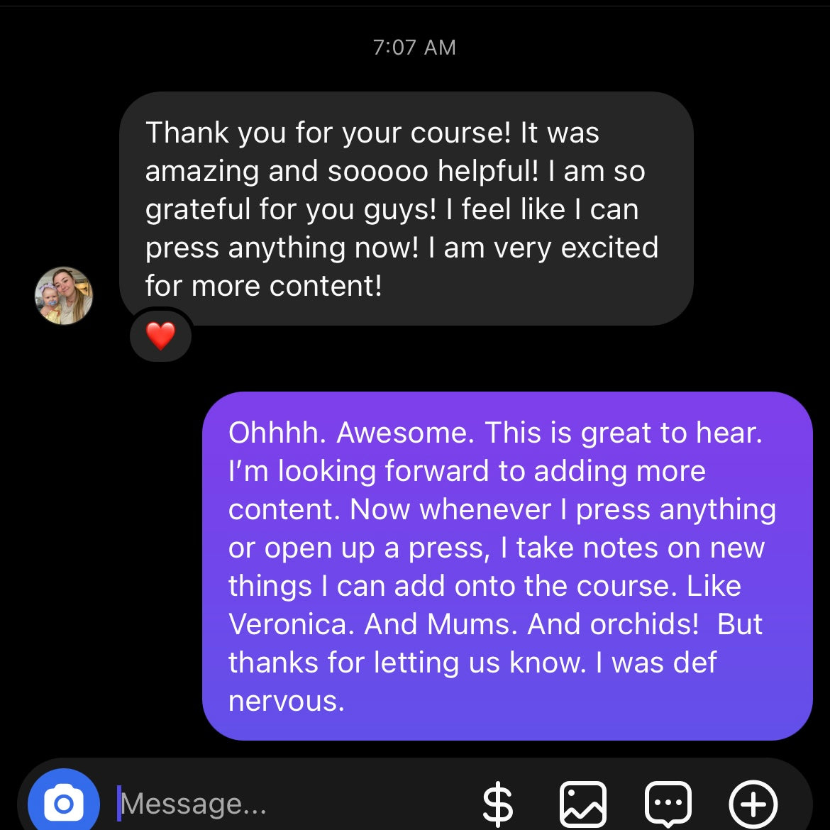A positive review of Flower Press Studio's course.