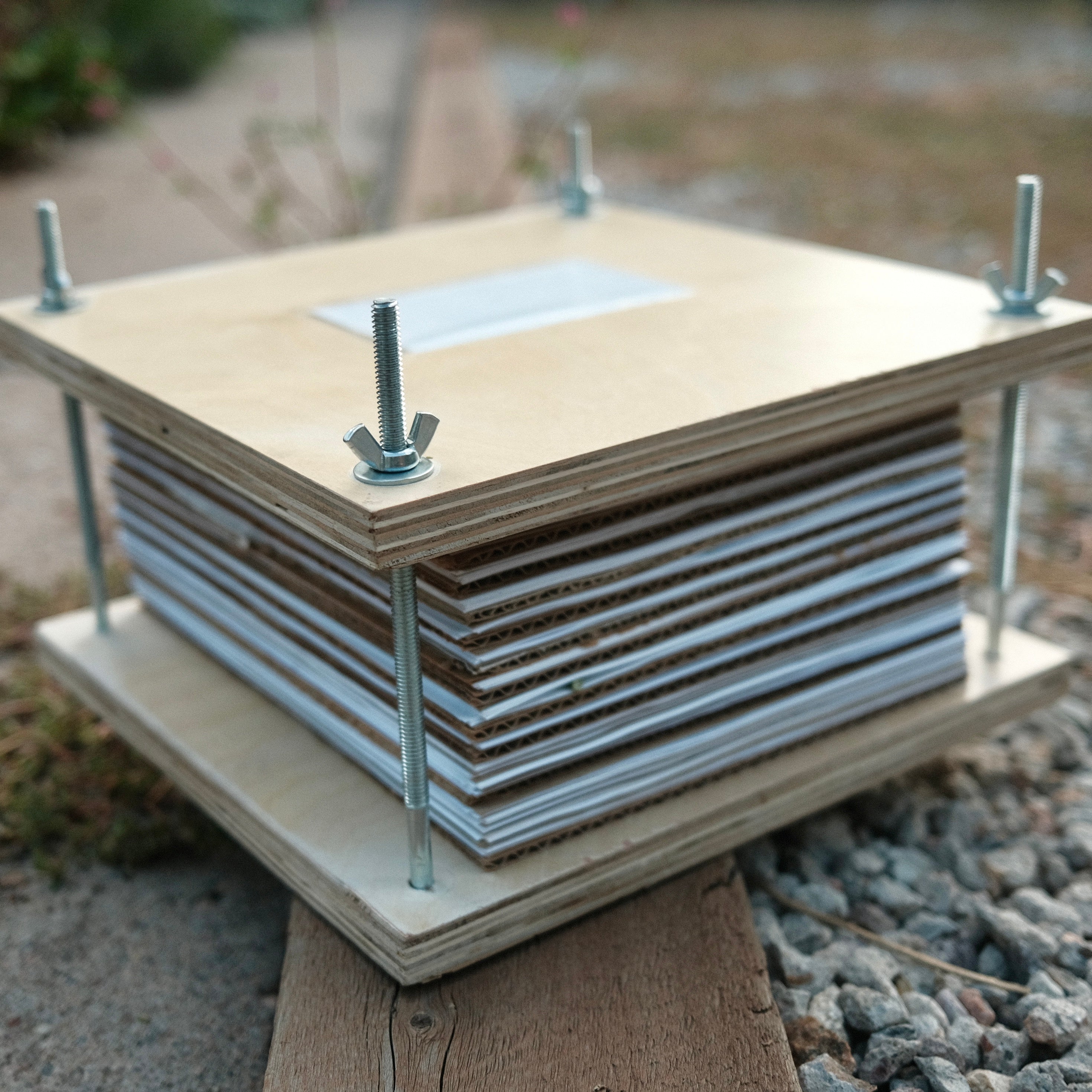 A traditional wood flower press we use for our "how to press flowers" course.